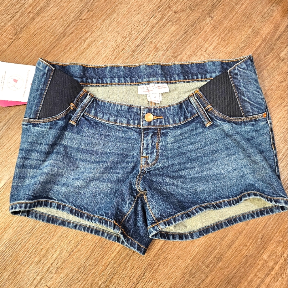 Maternity Jean Shorts Denim Size 4 Under Belly Midi Short Isabel Maternity